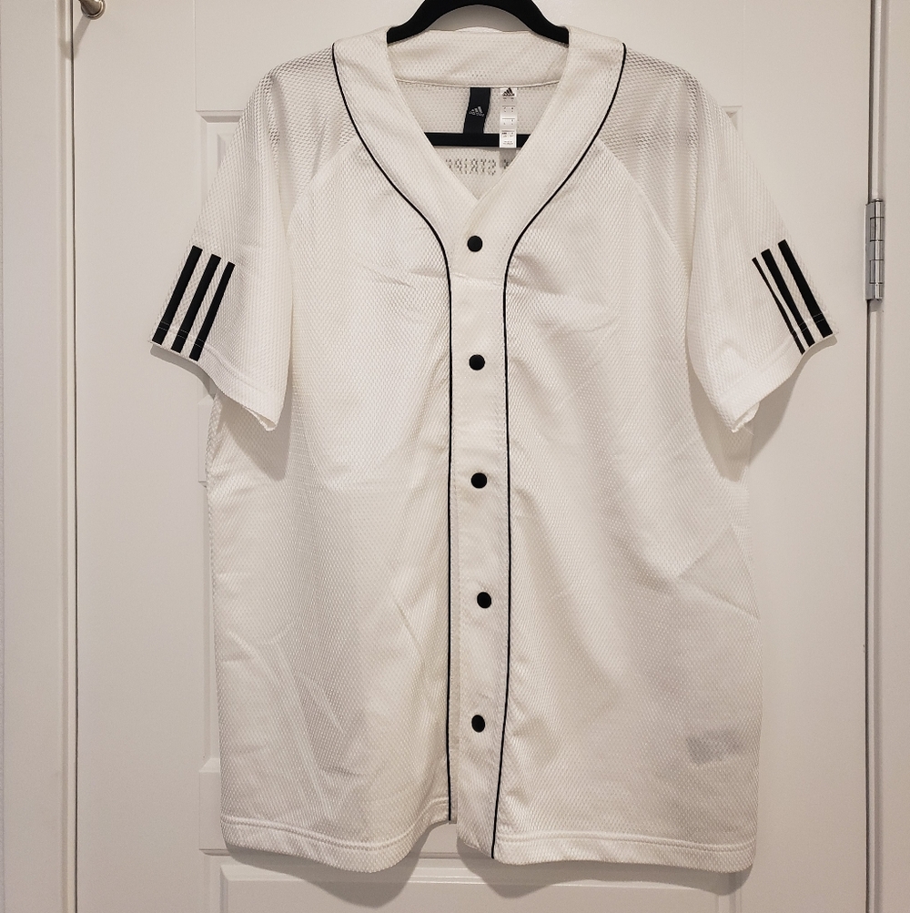 Adidas Men's White Jersey with Black Accents